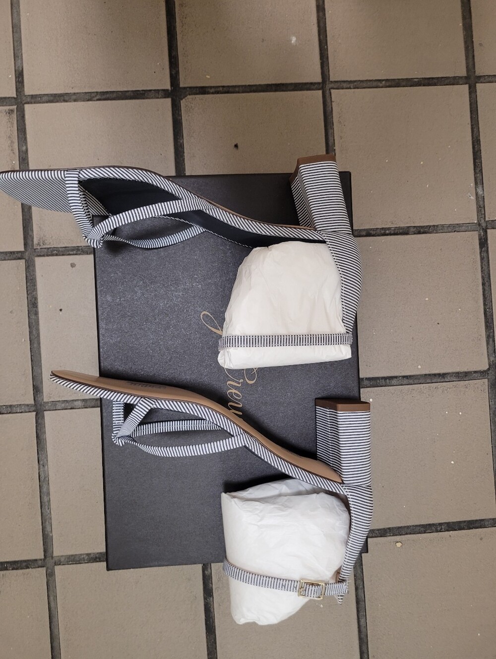 J. Crew Striped Ankle-Wrap Sandals in Navy and White - Picture 5 of 10